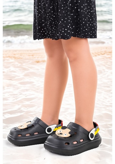 Kiko Kids Twg 755-1 Plaj Havuz Eva Kız Çocuk Terlik Siyah