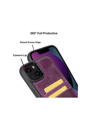 Bouletta Apple Uyumlu iPhone 14 Plus Deri Arka Kapak Fxcp Cz7 Mor