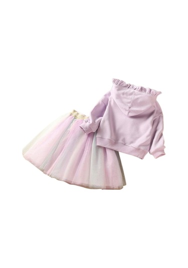 Unicorn Sweatshirt Ve Parlak Tul Tutu Etek Kombin Mor