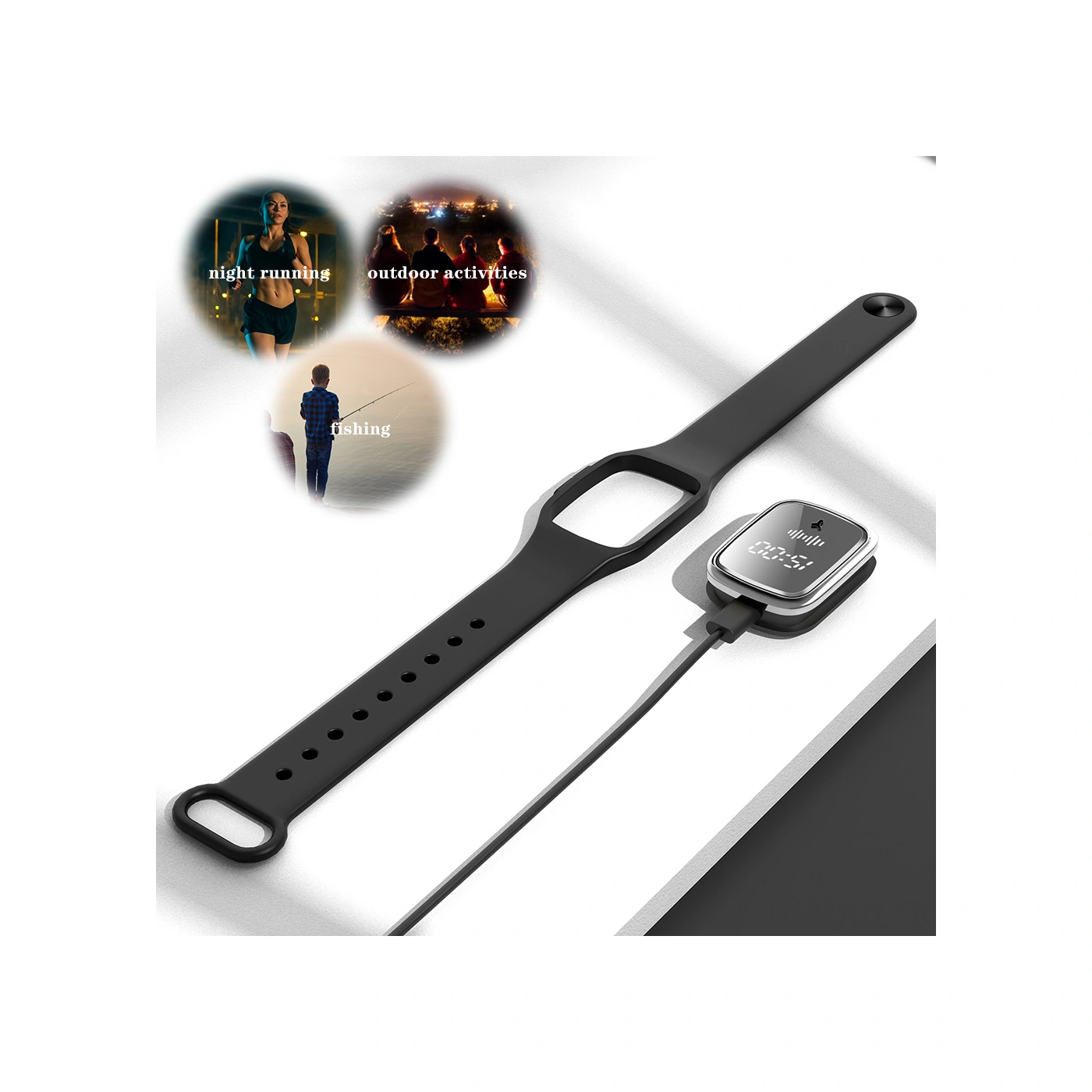 Youmex Siyah Fiziksel Uyku Yardımcı Akıllı Sıcaklık Ölçer Viskosu Bileklik, 3 Seviye Ayar, 7 Gün Kullanim Süresi, Mosquitoyu Kovucu Saat