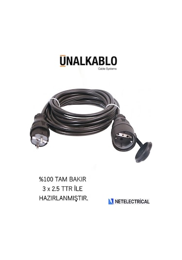 Kauçuk 9 Metre 3x2.5 Ttr Kablolu Seyyar Uzatma