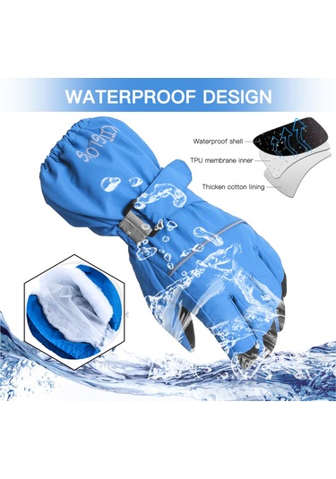 Geeksen Kış Çocukları Parmaklı Isı Saçan Eldiveni - Pembe - 12-14 Yaş L - Su Geçirmez - Kayak, Snowboard İçin Gül