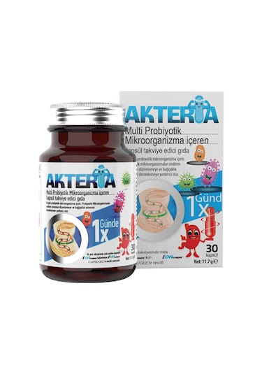 Akteria 23 Farklı Probiyotik Mikroorganizma İçeren Takviye Edici Gıda 30 Enterik Kapsül