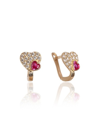 Çelikoğlu Kuyumculuk 8 Ayar Altın Kalpli Pembe Taşlı 0,86 Gr