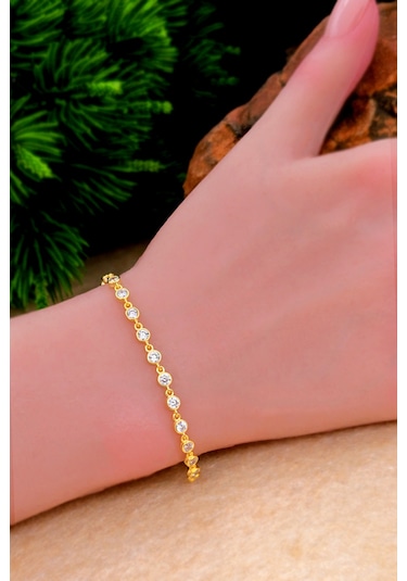 Silvera Telkari Su Yolu Gümüş Bileklik Altın Rengi Kadın Suyolu Gümüş Bileklik 925 Ayar St372 Altın Kaplama