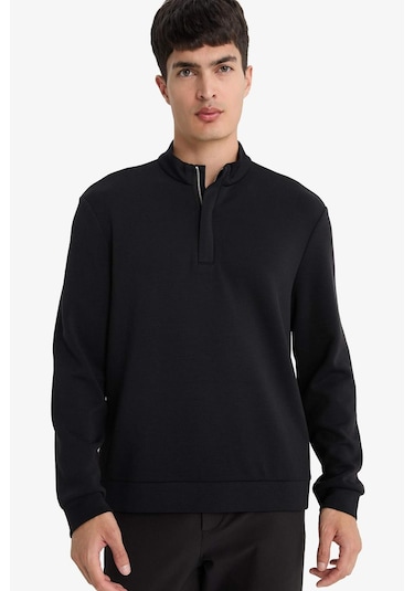 Defacto Regular Fit Dik Yaka Yarım Fermuarlı Sweatshirt F2821ax25aubk81 Siyah