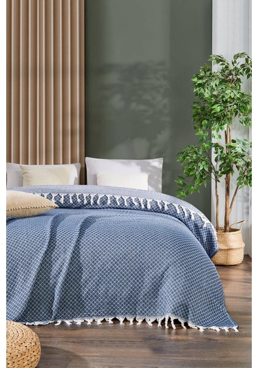 Çift Kişilik Yatak Pikesi Alice 200 X 230 Cm İndigo