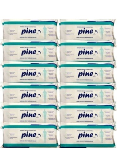 Pine Antibakteriyel Vücut Temizleme Havlusu 52'Li 12 Paket