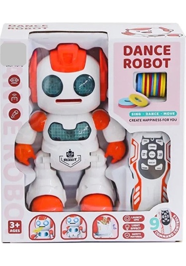 Uzaktan Kumandalı Sesli Disk Atan Robot Turuncu Çok Renkli