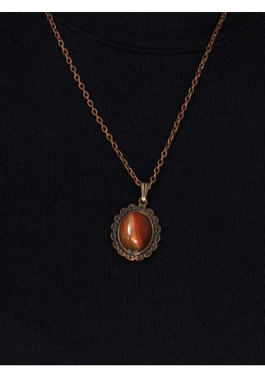 Doğal Taş Yemen Akik Doğal Taşlı Kadın Doğal Taş Otantik Kolye Euk27byma Turuncu