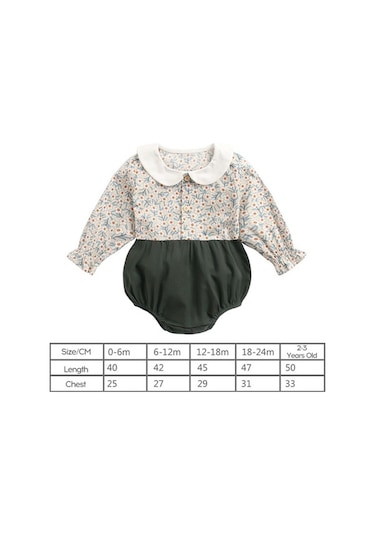 Novahub Çiçek Desenli Uzun Kollu Body - 18-24 Ay Yeşil Mufunye Bebek Elbisesi - Toksik İçermez, Dayanıklı, Rahat Giyim