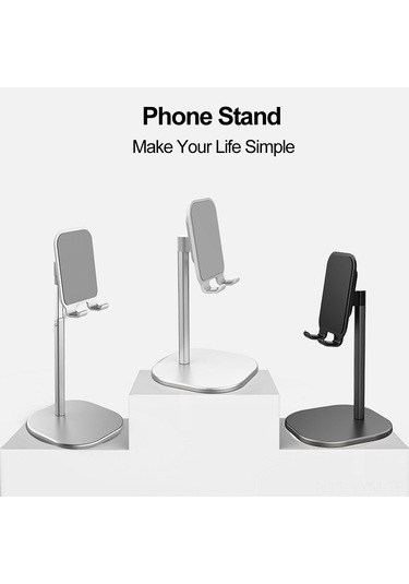 Geeksen Zzj-1 Standlı Telefon Tutucu, Tüm Telefonları Destekleyen Alüminyum-abs Malzeme, Siyah Standart Tip Masaüstü Stüdyo