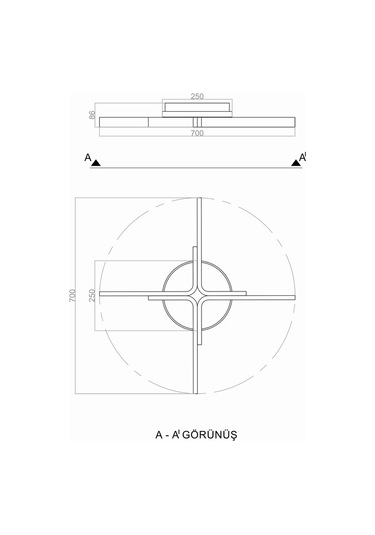 Tra32025 Eco Ø70 Cm Led Avize Plafonyer Plus