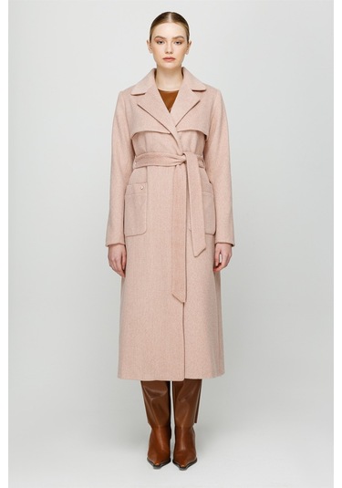 Aller Detaylı Torba Cepli Ara Boy Manto Pudra-pudra Pudra