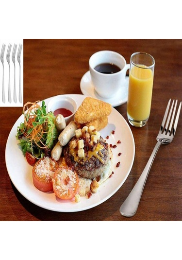 Qingmipy 8 Adet 20 Cm Uzun Saplı 18/10 Çelik Yemek Çatal Seti - Dayanıklı, Rustsuz, Yıkama Makinesine Uygun Gümüş