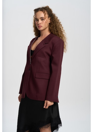 Mai Studios Co. Volda Yaka Detay Bordo Blazer Bordo