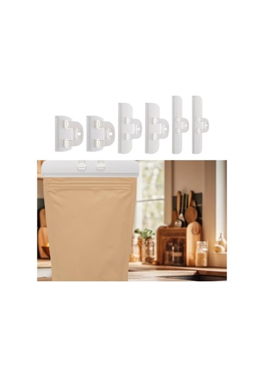 Suntek 6 Adet Cips Poşeti Klipsleri Fırın Kamp Ev İçin Beyaz