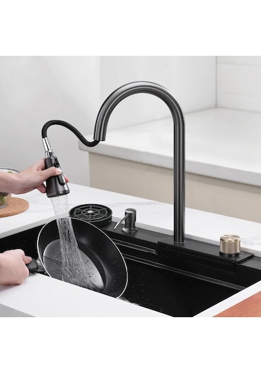 Krome Teknolojik Akıllı Eviye Seti Kombine Basic Nano Siyah Krm1010-Bl