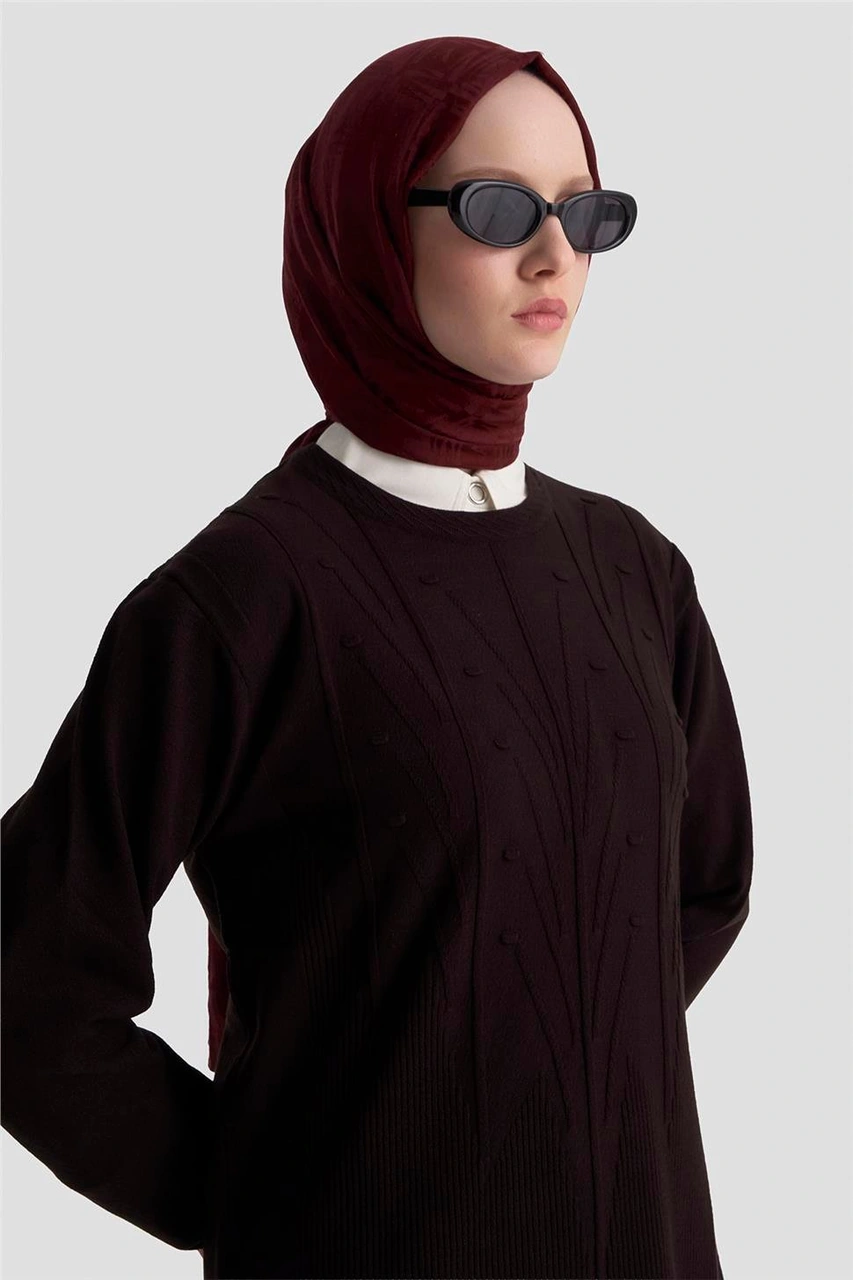 Armine Başak Desenli Kazak 25kd7006 Siyah Siyah