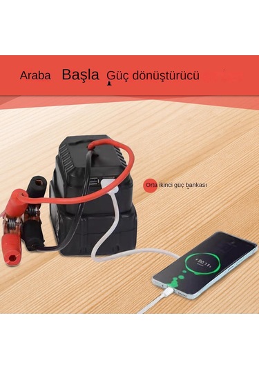 Geeksen Kış Uyumlu Araba Acil Başlatma Gücü, Çift Usb Çok Fonksiyonlu Taşınabilir Li-poly Batarya, Siyah