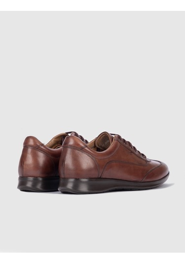 Kauçuk Tabanlı Hakiki Deri Kahverengi Bağcıklı Erkek Günlük Ayakkabı - 39 Kahverengi
