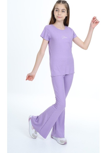 Toontoy Kız Çocuk Storie Nakışlı Eşofman Takım Lila