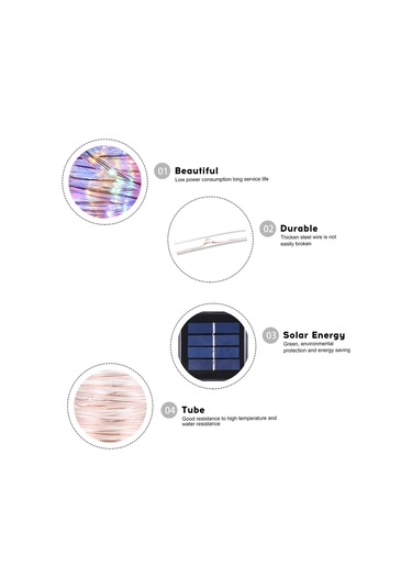 Enerji Tasarruflu Güneş Tüpü Dize Işık 22m 200 Lamba Boncuk 8 Fonksiyonlar 12 Diğer