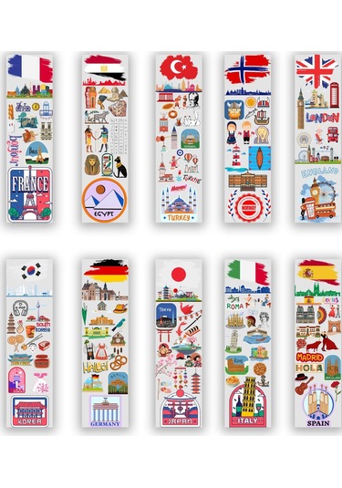 10 Adet Ülkeler Kitap Ayracı 40x145 Mm