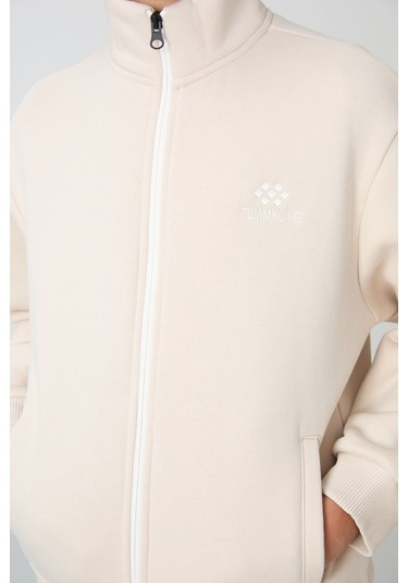 Tommy Life Bej Pamuklu Kalın İçi Tüylü Yumuşak Dokulu Standart Fit Nakışlı Erkek Çocuk Eşofman Takım - 11256 Bej