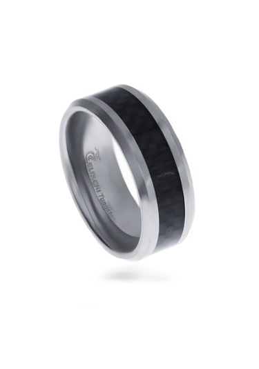 Erkek Siyah Desenli Tungsten Yüzük Siyah
