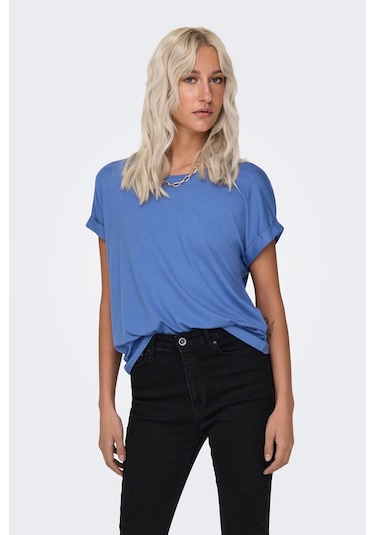 Only Kadın Onlmoster Regular Fit Bisiklet Yaka Kısa Kollu T-shirt 15106662 Mavi Mavi