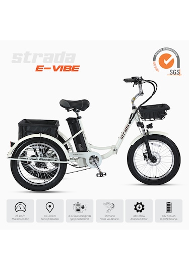 Stradacycles E-VIBE Hidrolik Disk Üç Tekerlekli Elektrikli Bisiklet