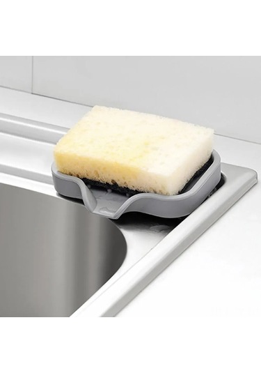 Teltree Pratik Silikon Sabunluk - Kendinden Süzme Tasarım, Banyo Ve Mutfak İçin Gri