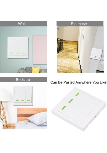 Besthome1 3'lü Kablosuz Rf Uzaktan Kumandalı Anahtar - 433mhz, Ev1527 Kodlu, Yapışkanlı, 100m Menzil, Pratik Kullanım