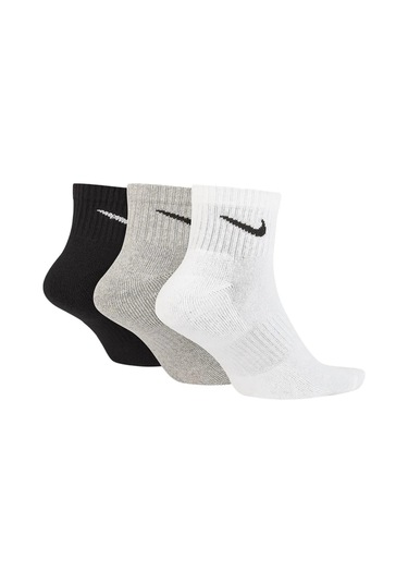 Nike Everyday Cotton Cushioned Erkek Beyaz Siyah Gri 3lü Çorap Siyah - Beyaz - Gri