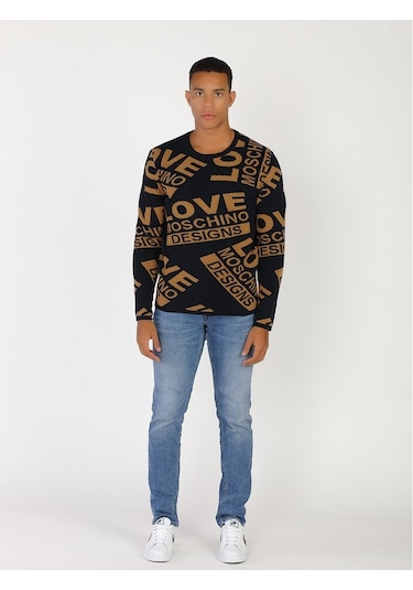 Moschino Moschıno Erkek Kazak /M.Lov.2019.6494 Laci-Kahve Lacivert
