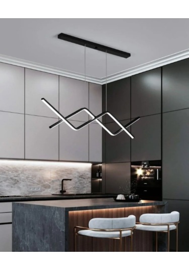 Siyah Modern Sarkık Yeni Beyaz Ultra Süper Ledli Avize Siyah