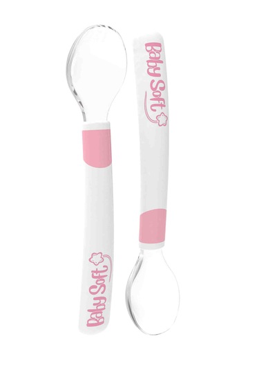 Baby Soft 2'li Silikon Mama Kaşığı Pembe