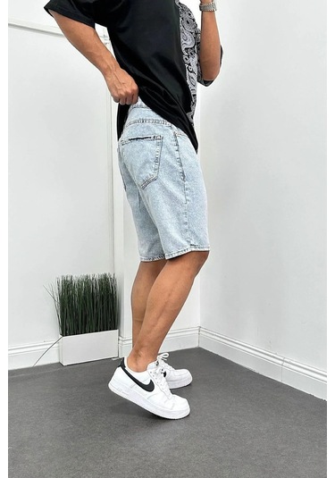 Kaizer Denim Erkek Buz Mavisi Baggy Şort Buz Mavi