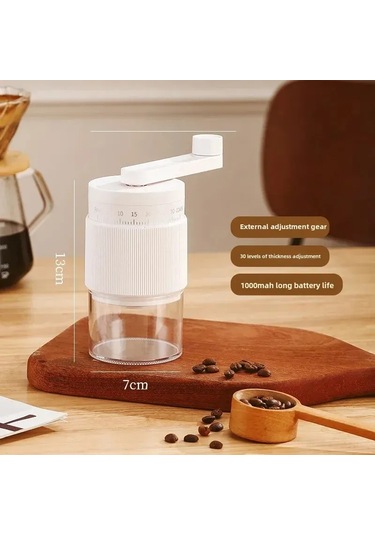 Reedark Ev İçi Taşınabilir Usb Şarjlı Fincan Kahve Defteri: İtalyan Usulü Manuel Değirmen, Fincan Kahve, Espresso İçin İnce Öğütme, Beyaz Geliştirilmiş Versiyon Diğer