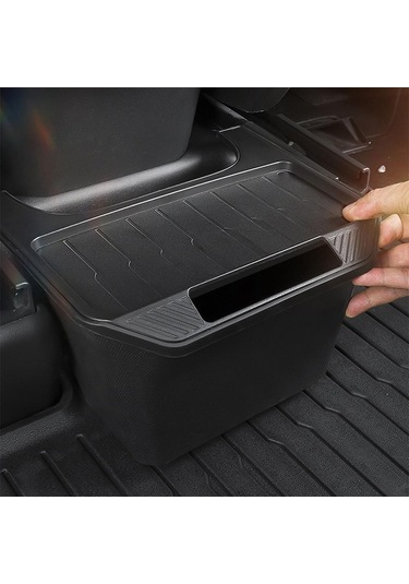 Tesla Model Y Çöp Kutusu Aksesuarları İçin Arka Orta Konsol Saklama Kutusu Düzenleyici, Renk: Siyah