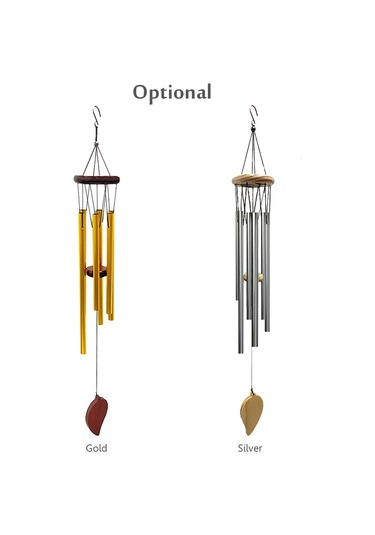 Ranyeek Alüminyum Ve Ahşap Konstrüksiyonlu 6 Borulu Rüzgar Çanı - Altın/gümüş Seçenekli Dekoratif Ses Aleti