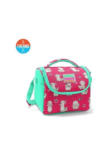 Coral High Kids Neon Mercan Su Yeşili Alpaka Desenli Thermo Beslenme Çantası 11719