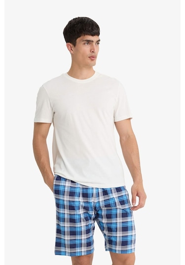 Defacto Regular Fit Kareli Cepli Şort Pijama Altı E7190ax25hsnv42 Lacivert