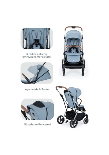 Kanz Snap Autofold Travel Sistem Bebek Arabası Foggy Blue