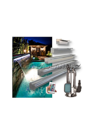 Rgb Ledli 200 CM 304 Kalite Paslanmaz Duvar Şelalesi+Pompa Dahil