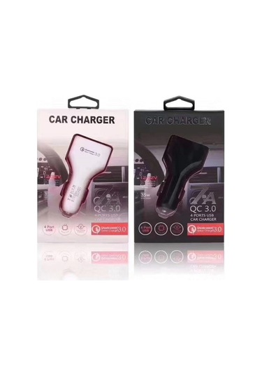 Yifomall Qc3.0 Hızlı Şarj Akıllı 4 Portlu Araç Şarj Cihazı - Beyaz, Fabrika Özel Tasarım, Paket İçerir