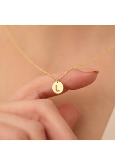 Nox Jewelry 925 Ayar Gümüş Yuvarlak Plakalı Harf Kolye