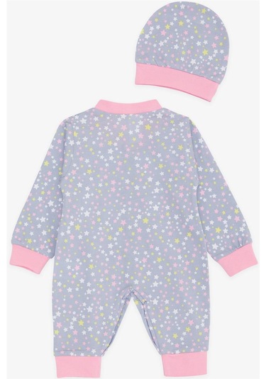 Breeze Kız Bebek Tulum Renkli Yıldız Desenli 0-3 Ay-6 Ay, Gri-Gri