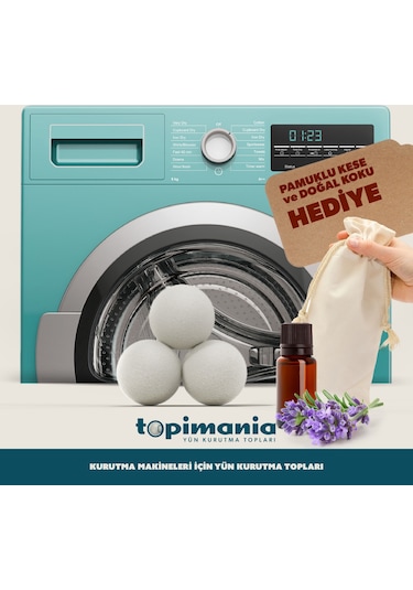 Topimania Doğal Yerli Üretim Yün Kurutma Topu 3 Adet Kurutma Topu